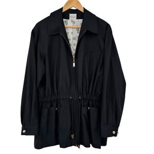 Vintage 90s LIZ GOLF Black Zip Up Jacket Novelty Golf Theme Lining Drawstring M